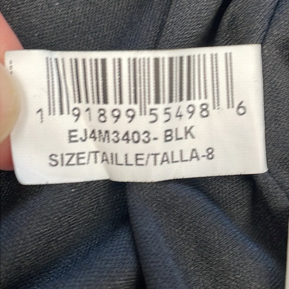 New Eliza J Embellished Ruched Sheer Long Sleeve Velvet Gown Pearl Neck Sz 8 - Picture 13 of 14